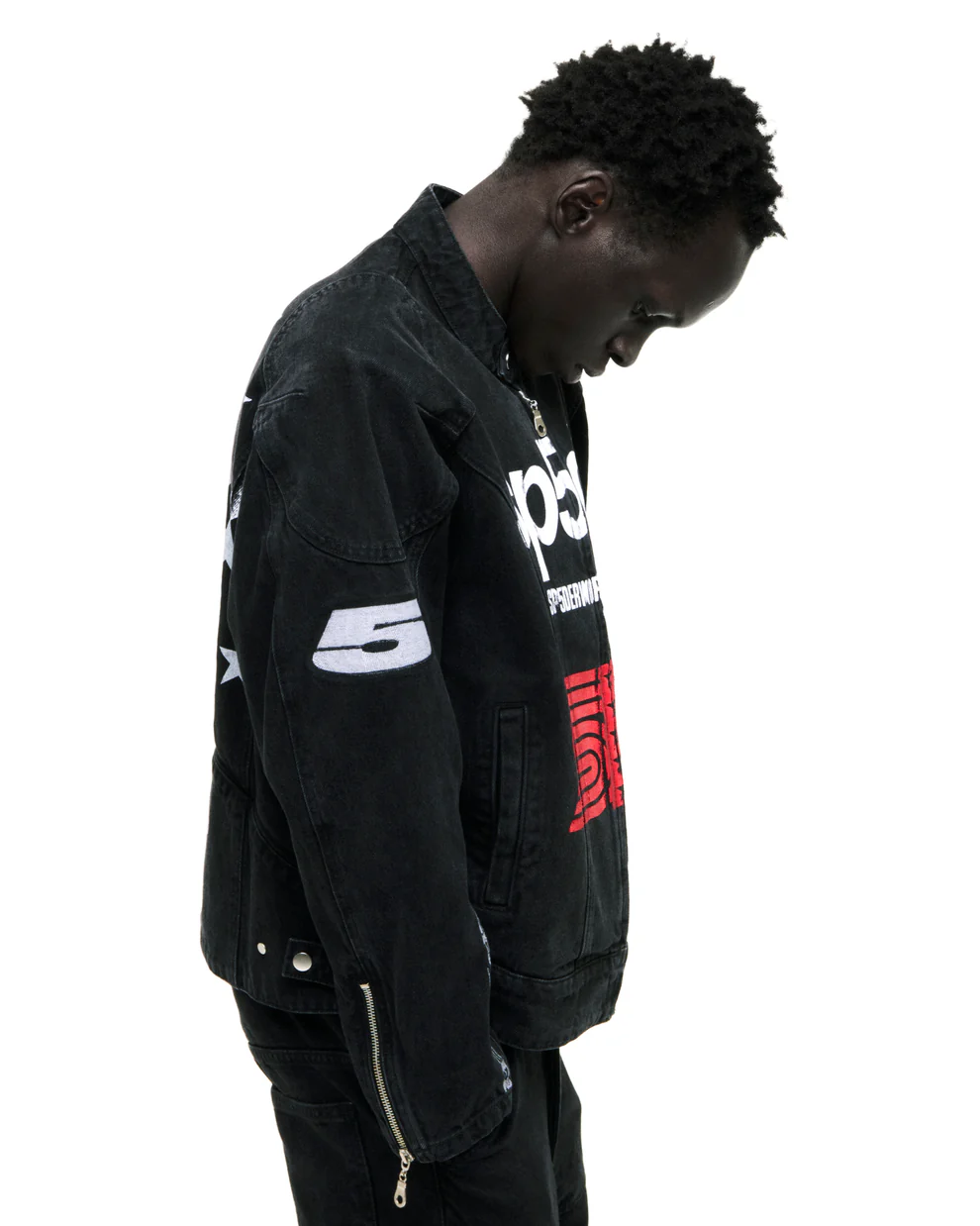 Black Sp5der Motorsport Denim Jacket