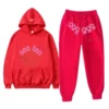 Sp5der-555555-Tracksuit-pant-and-hoodie-Red