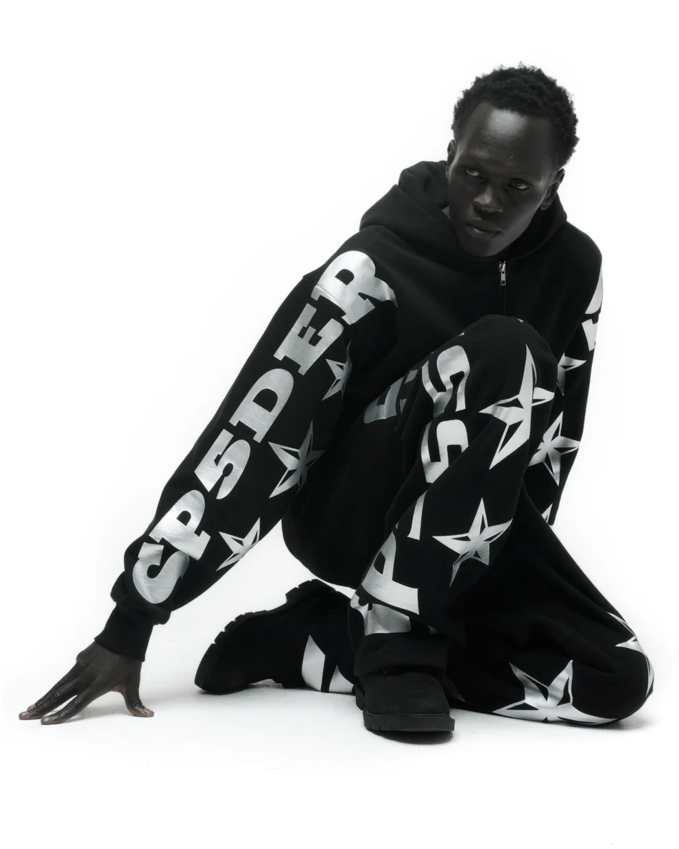 Sp5der MX555 Zip-up Black Hoodie