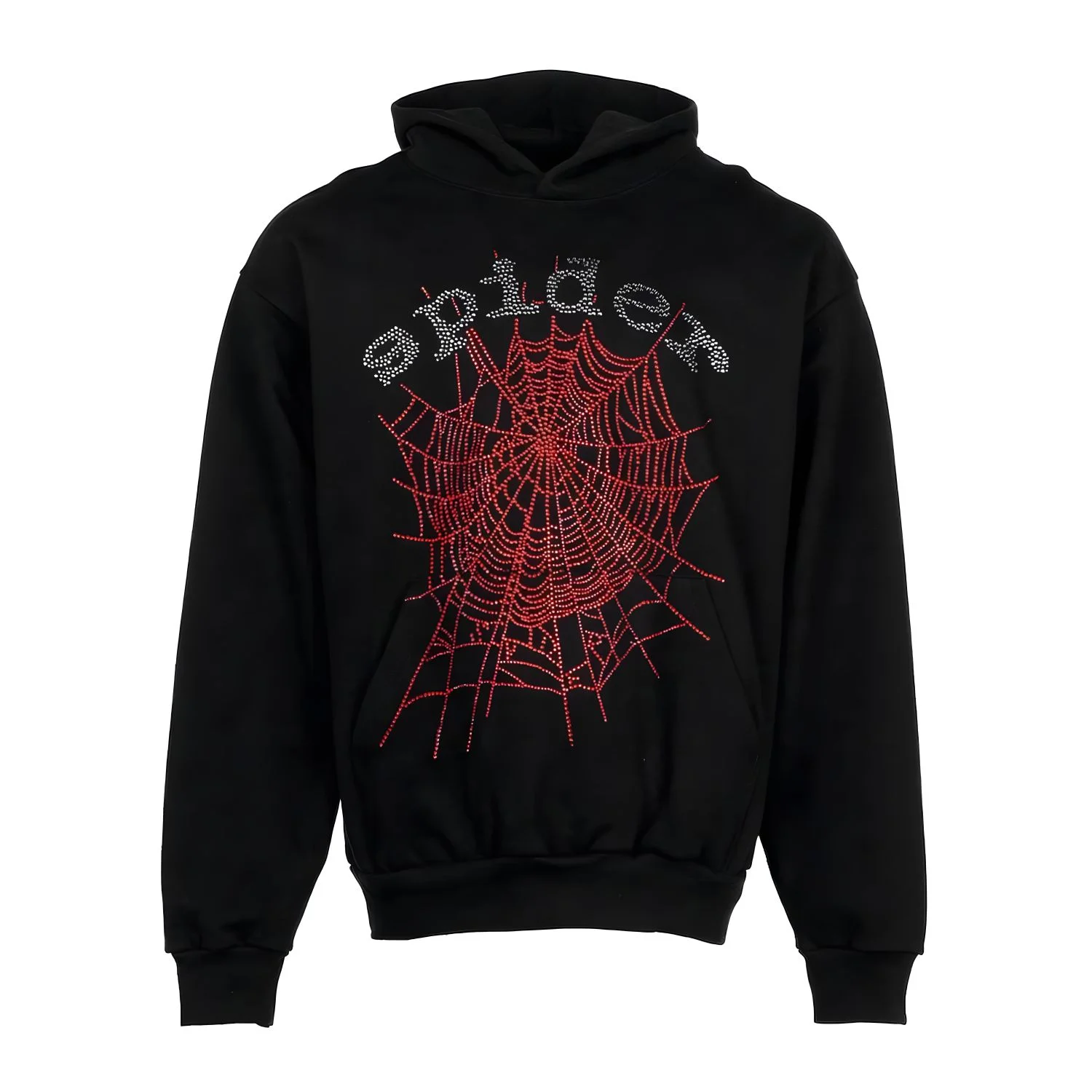 Sp5der OG Rhinestone Logo Black Hoodie