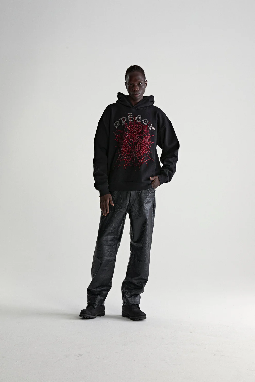 Spider Black OG Rhinestone Logo Hoodie