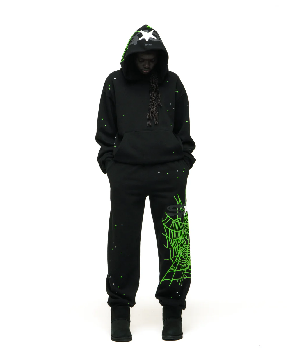 Spider Heavy Web Black Hoodie for Women