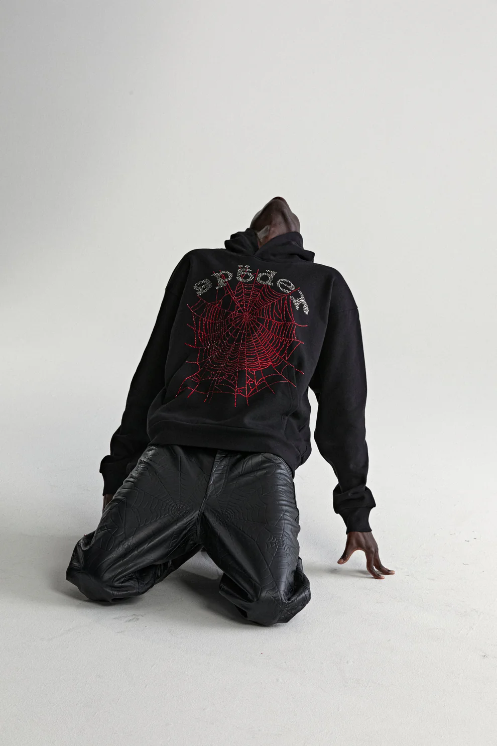 Spider OG Rhinestone Logo Black Hoodie for Men