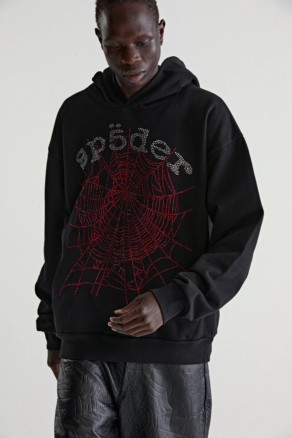 Spider OG Rhinestone Logo Black Hoodies
