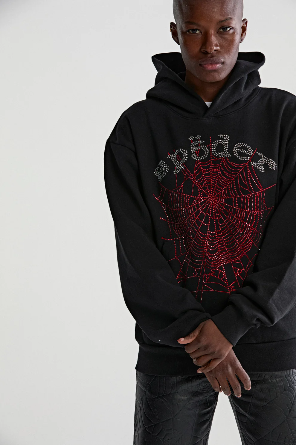 Spider OG Rhinestone Logo Hoodie Black