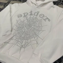 Spider OG Rhinestone Logo White Hoodies