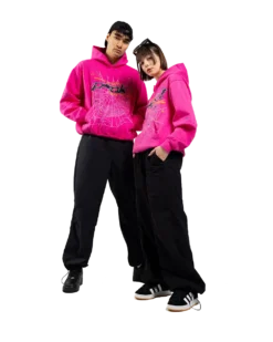 spider hoodie pink