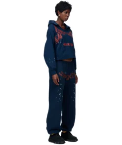 Sp5der Cropped Navy Hoodie