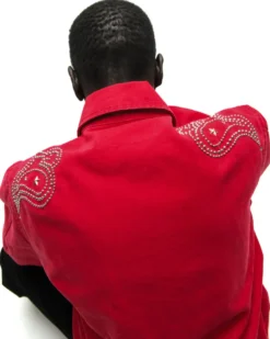 New Men Sp5der R-05 Script Red Bomber Jacket