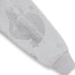 Sp5der Grey Rhinestone Beluga Grey Hoodie
