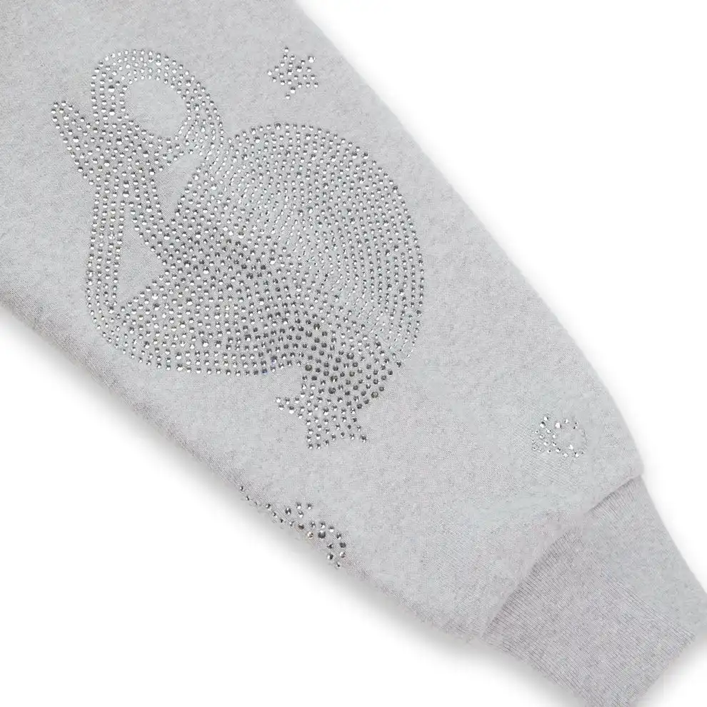 Sp5der Grey Rhinestone Beluga Grey Hoodie