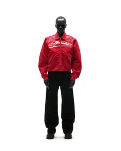 Sp5der R-05 Script Red Bomber Jacket Men