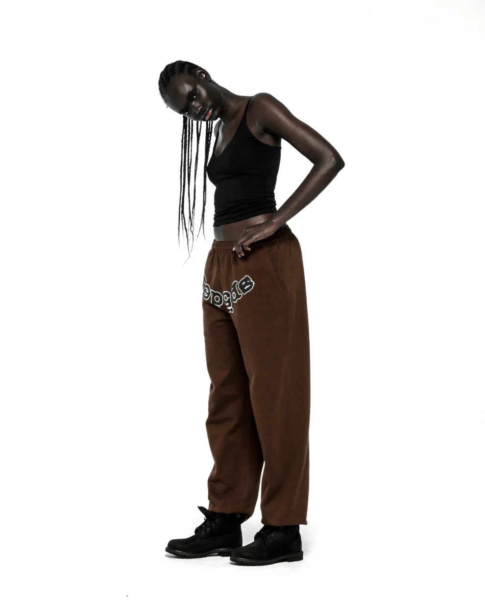 Sp5der Rhinestone OG logo Sweatpant Brown