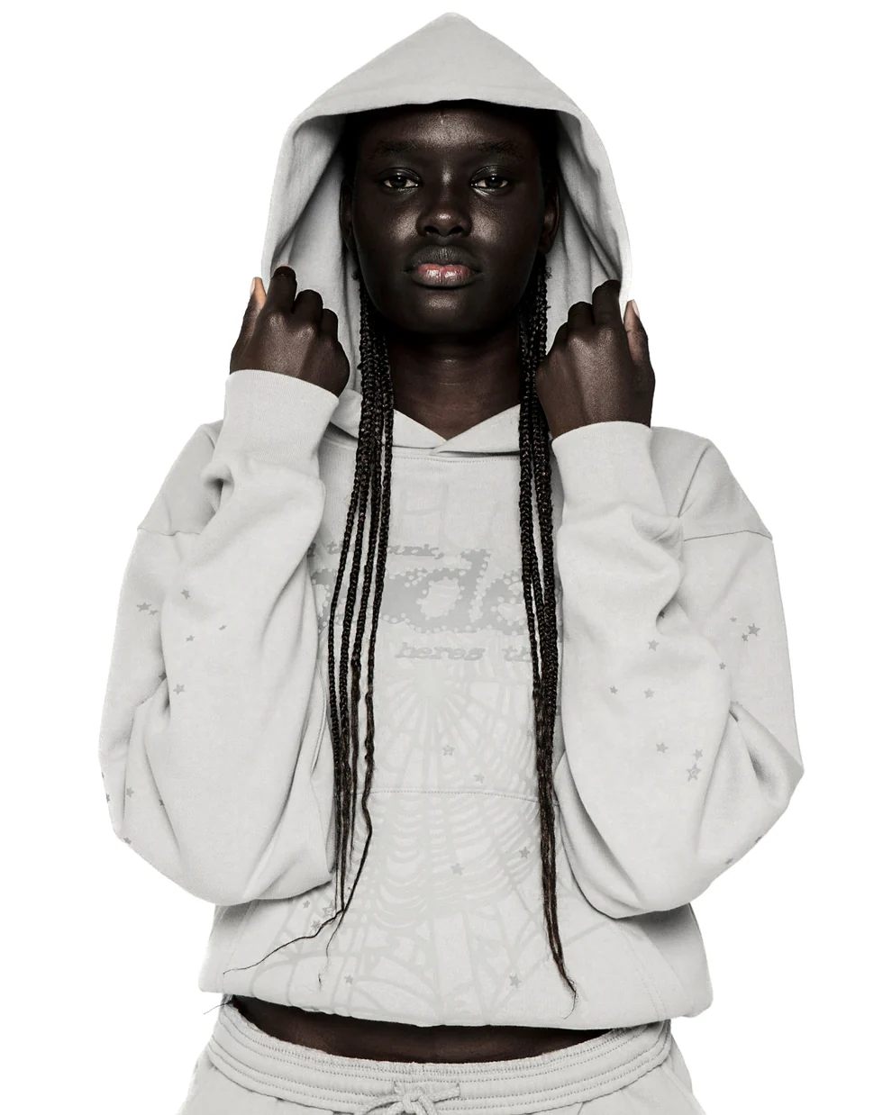 Sp5der Tonal Punk V2 Hoodie Grey