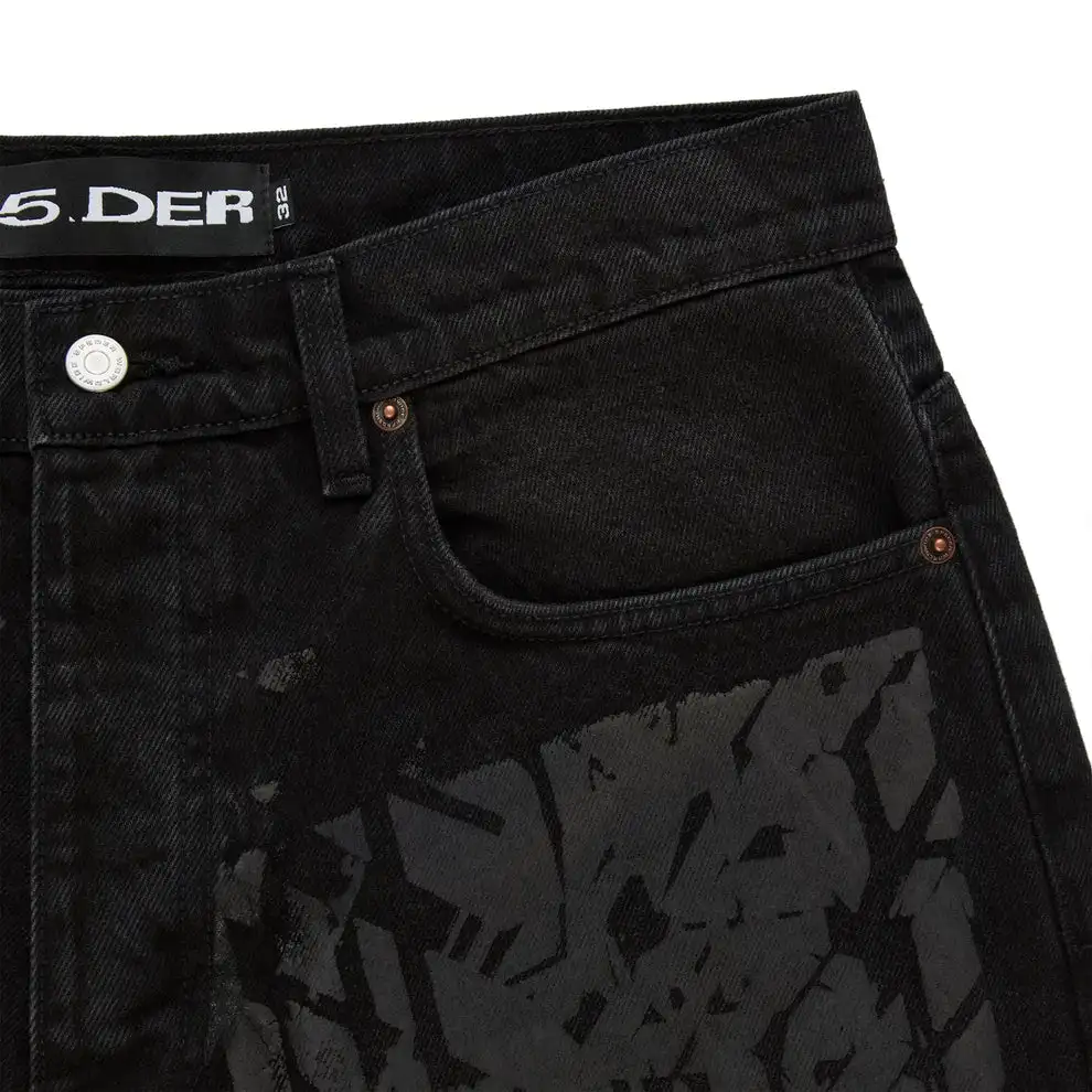 Spider Burnout Black Denim Jeans