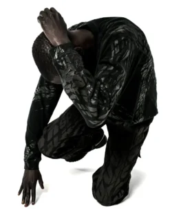 Spider Burnout Thermal Black Crewneck for Men and Women