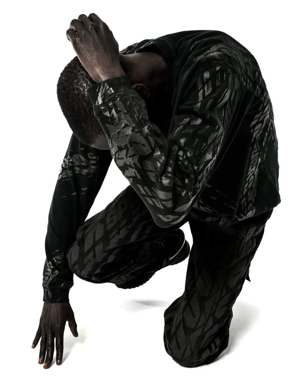 Spider Burnout Thermal Black Crewneck for Men and Women