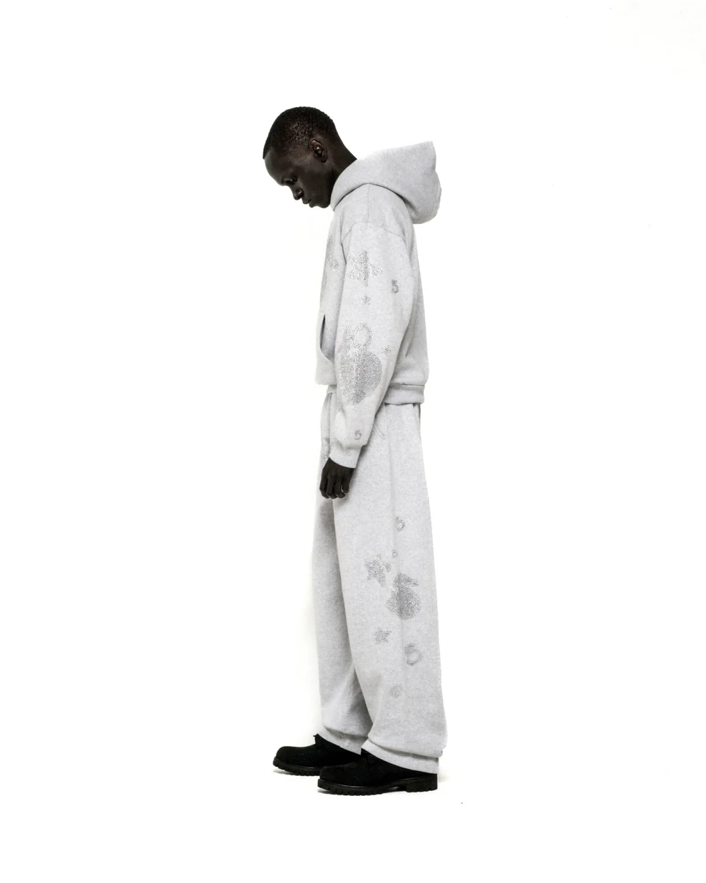 Spider Rhinestone Beluga Grey Hoodie Unisex