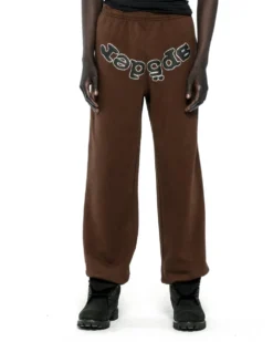 Spider Rhinestone OG logo Sweatpants Brown