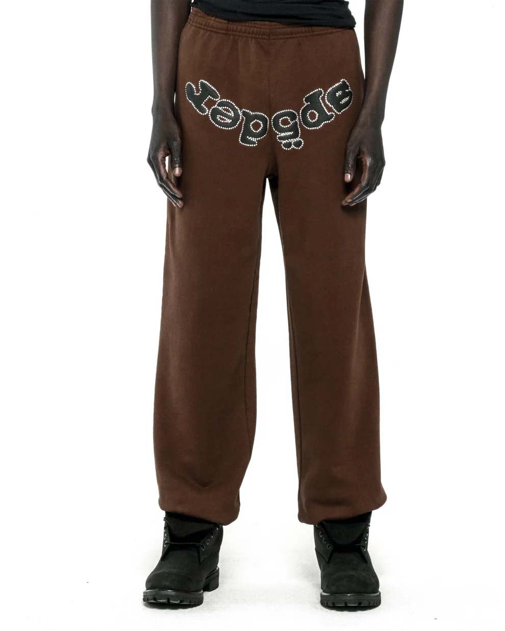 Spider Rhinestone OG logo Sweatpants Brown