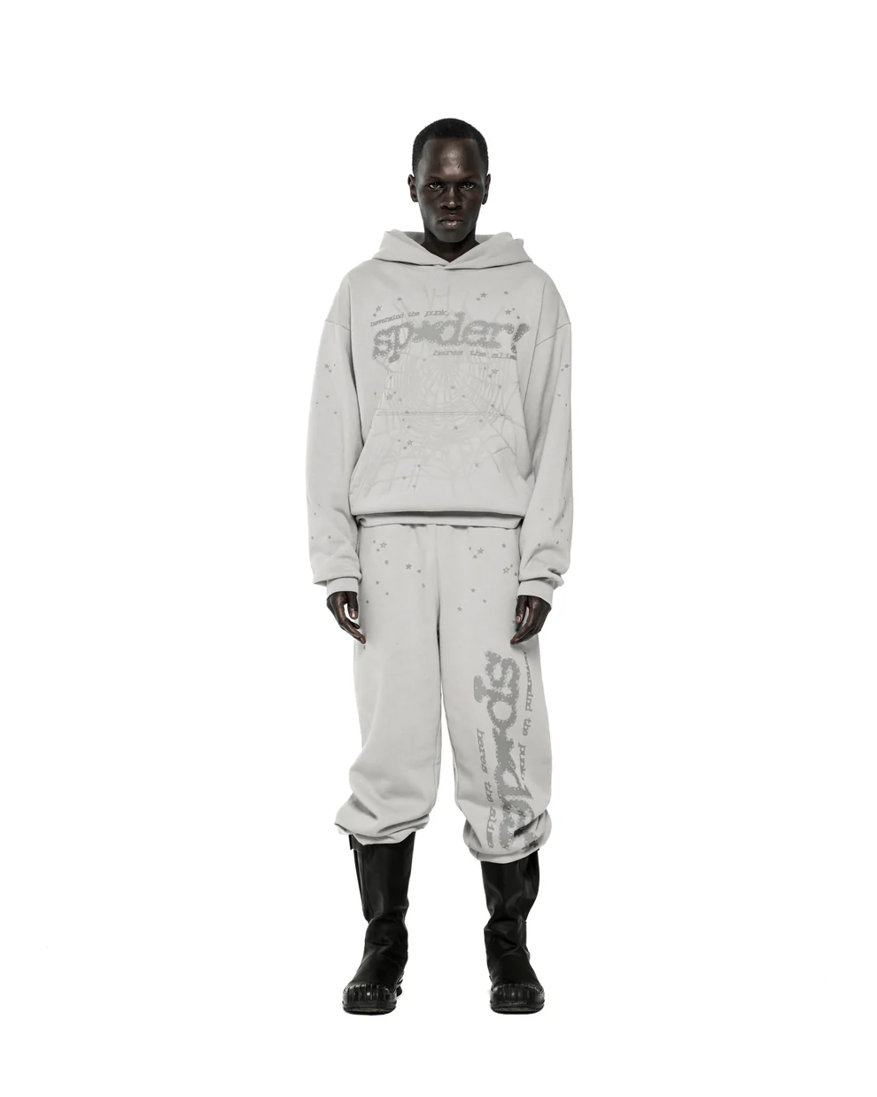 Spider Tonal Punk V2 Grey Hoodie Men and Women