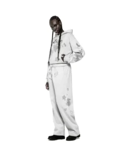 Unisex Spider Rhinestone Beluga Grey Hoodie